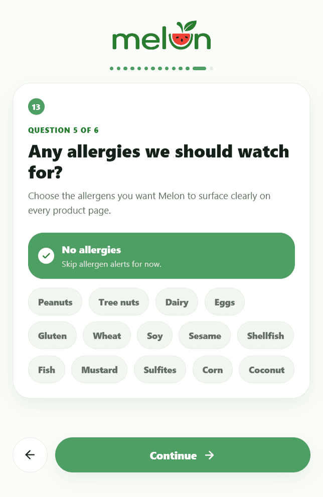 Allergy watchlist