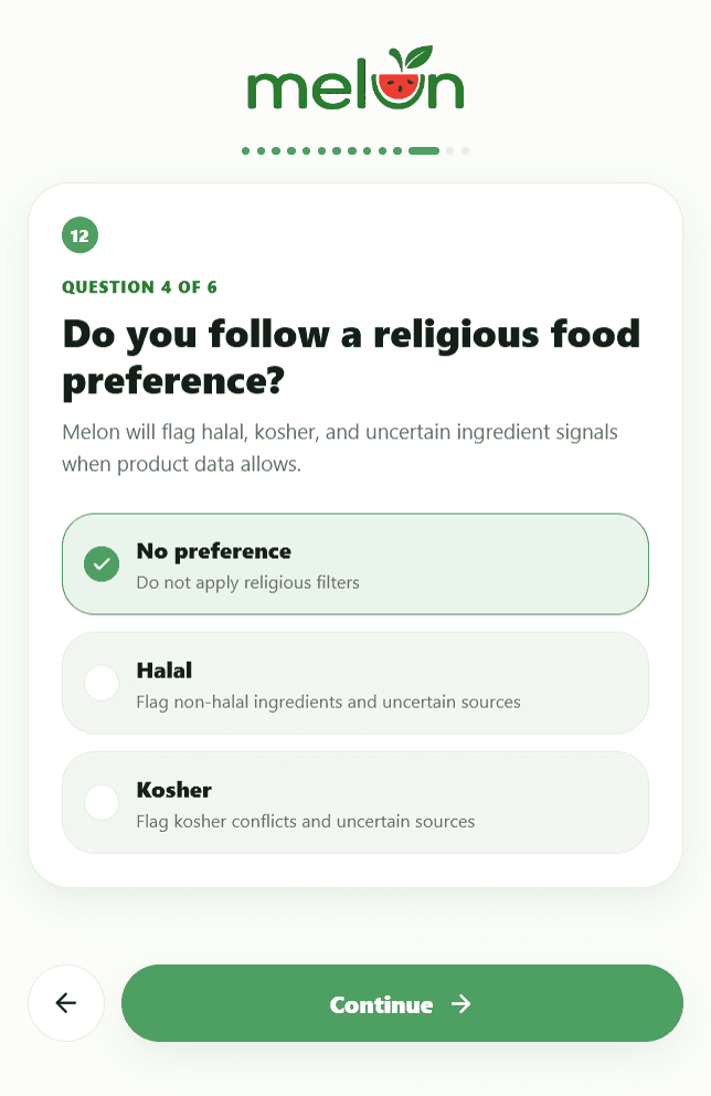 Religious food preference