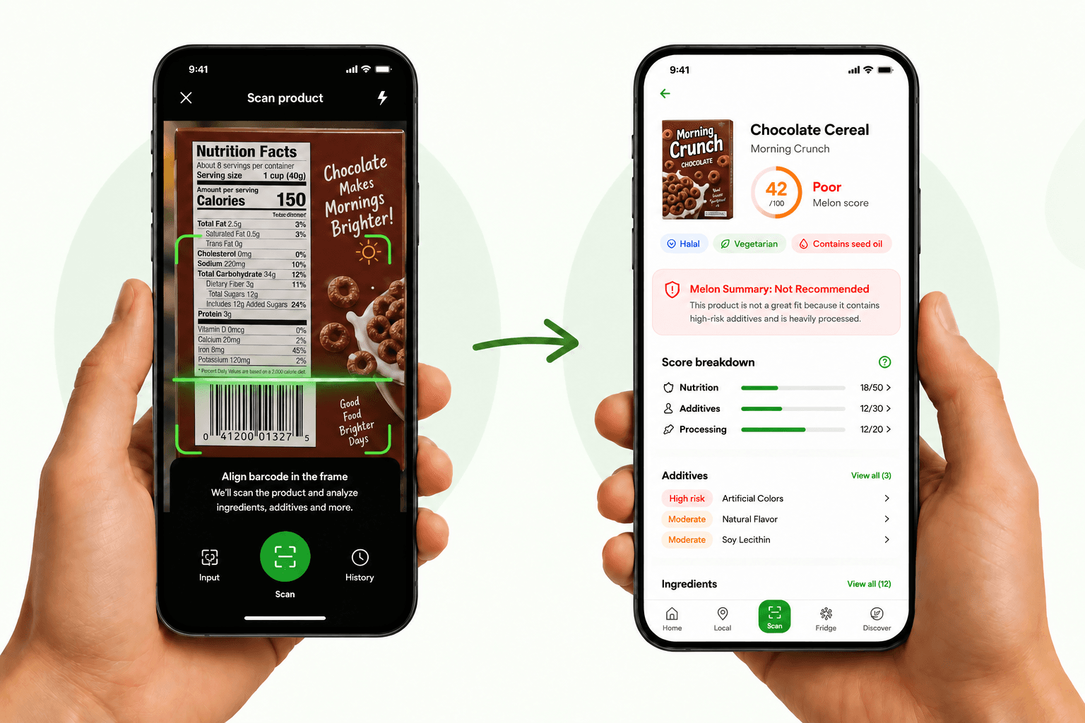 Melon scan flow from barcode to product result