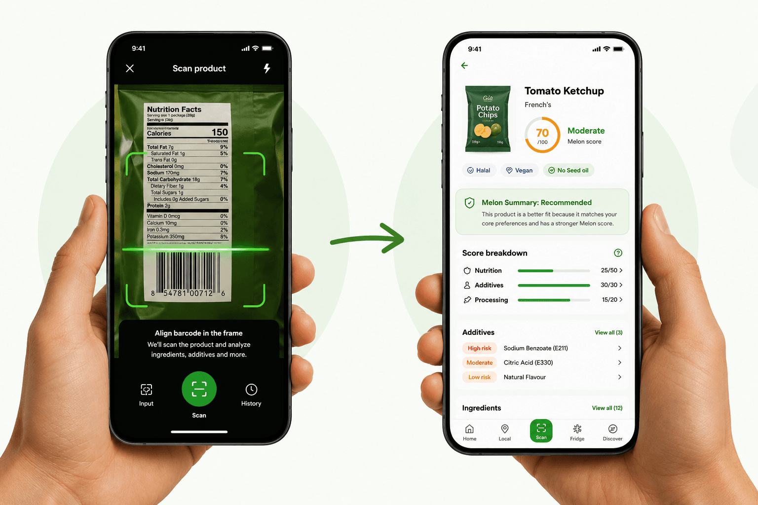 Melon scan flow from barcode to product result